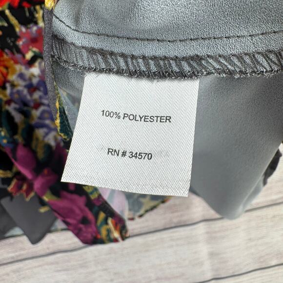 Nicole Miller Studio Floral Sleeveless Blouse Womens Large Gray Multicolor NEW - Picture 6 of 9